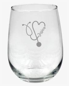 Personalized Heart Stethoscope Stemless Wine Heart - Wine Glass, HD Png Download, Free Download