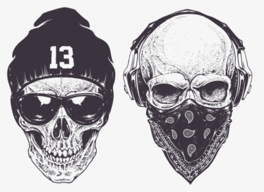 Skull Gangster Vector Rap Gangsta Drawing Clipart - Gangster Skull Png, Transparent Png, Free Download