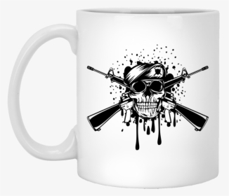 Skull In Beret, Crossed Gun Machins Mugs Xp8434 - Skull, HD Png Download, Free Download