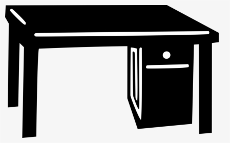Transparent Front Desk Clipart - Work Desk Vector Black And White, HD Png Download, Free Download