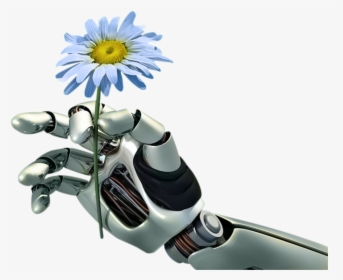 #robot #hand #flower - Robot With Flowers, HD Png Download, Free Download