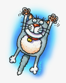 Grey Cat Jumping Mug - Cartoon, HD Png Download, Free Download