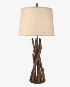 Grey Stick Table Lamp With Round Wooden Base, HD Png Download, Free Download