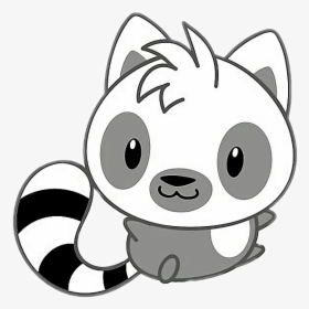 Freetoedit Cute Kawaii Racoon Grey White Black - Cute Lemur Cartoon Transparent, HD Png Download, Free Download