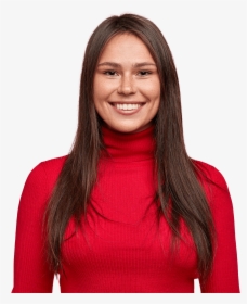 Teen Driver In Red Sweater Standing And Smiling - Girl, HD Png Download, Free Download