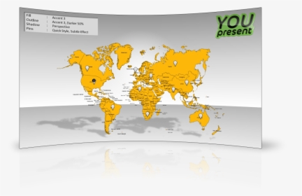 World Map Template For Powerpoint By Youpresent - World Map, HD Png Download, Free Download