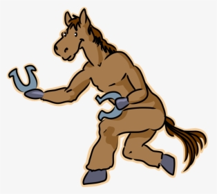 Vector Illustration Of Equestrian Horse Plays Horseshoes - Horse Throwing A Horseshoe, HD Png Download, Free Download