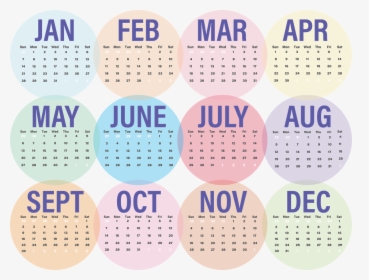 12 Month Calendar 2019 Colorful, HD Png Download, Free Download