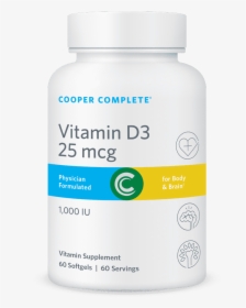 Cooper Complete Vitamin D3 25 Mcg Or 1000 Iu Bottle - Cooper Complete Nutritional Supplements From Cooper, HD Png Download, Free Download