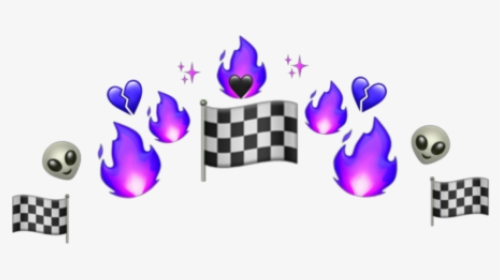 #purple #flame #alien #checkerboard #emoji #crown #sparkle - Graphic Design, HD Png Download, Free Download