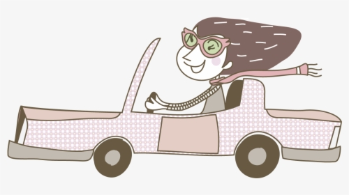 Transparent Drive A Car Clipart - Women Driving Drawing, HD Png Download, Free Download