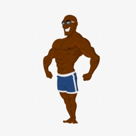 Bodybuilding Clipart Animation - Cartoon Body Builder, HD Png Download, Free Download