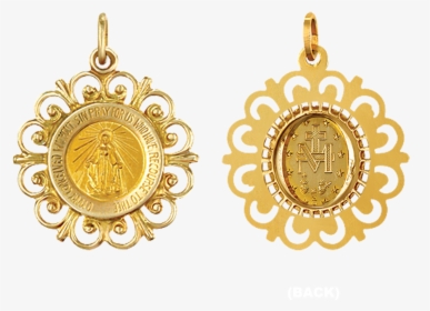 14k Gold Round Miraculous Medallion Filigree Frame - Scapular Pendant, HD Png Download, Free Download