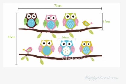 Cute Owl Wall Sticker Tree Stickers With Owls Wall - Wall Decal, HD Png Download, Free Download