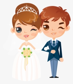 Happy Toon Couple - Bride And Groom Cartoon, HD Png Download, Free Download
