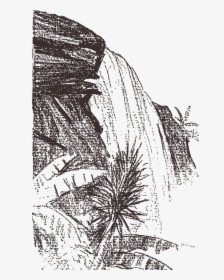 Cliffs Drawing Waterfall - Waterfall Drawing Old Png, Transparent Png, Free Download
