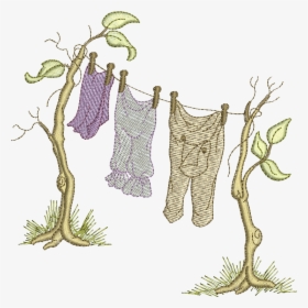 Laundry Drawing Clothesline - Washing Line, HD Png Download, Free Download
