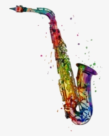 #saxophone #abstract #sticker #paint #freetoedit #freetoedit - Watercolor Saxophone Png, Transparent Png, Free Download