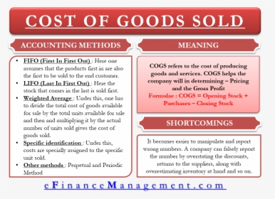 Cost Of Goods Sold - Cost Of Goods Sold Meaning, HD Png Download, Free Download