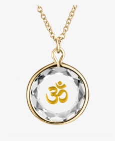 Om, The Yoga Symbol, Engraved In White Swarovski Crystal - Necklace, HD Png Download, Free Download