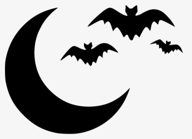 Moon Night Bats Flying Scary Spooky Halloween - Halloween Bats, HD Png Download, Free Download
