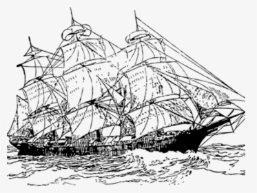 Drawn Yacht Old Boat - Sailing Ship Outline, HD Png Download, Free Download