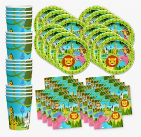 Jungle Animals Birthday Party Tableware Kit For 16 - Birthday Galore, HD Png Download, Free Download