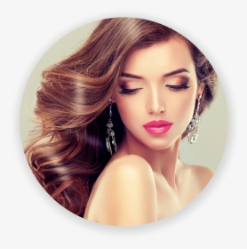 Beautiful Model Brunette With Long Curled Hair And - Hair Color Spa, HD Png Download, Free Download