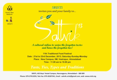 Satvik 13 Front - Satvik Food Festival Ahmedabad, HD Png Download, Free Download