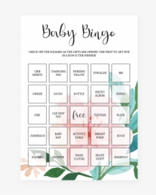 Baby Shower Bingo Printable For Floral Themed Baby - Free Print Baby Shower Bingo, HD Png Download, Free Download
