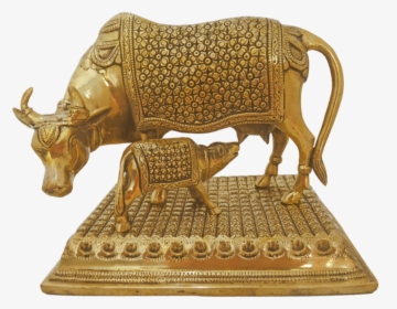 Amazing Handcurved Kamadhenu With Calf Brass Showpiece, - Statue, HD Png Download, Free Download