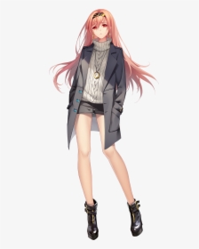 Anime Girl Full Body , Png Download - Casual Anime Girl Red Hair, Transparent Png, Free Download
