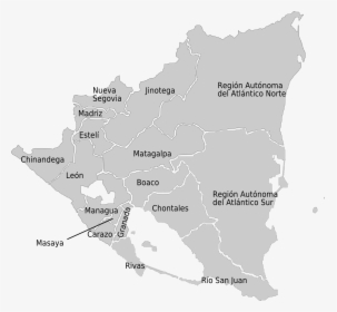 Nicaragua Admin Divisions Map - Map Of Nicaragua Png, Transparent Png, Free Download