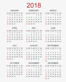 Transparent 2018 Calendar Png - Calendar 2018 Png, Png Download, Free Download