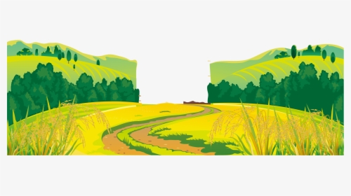 Windmill Farm Landscape - Cartoon Rice Field Background, HD Png Download, Free Download