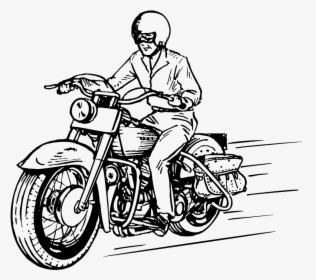 Riding Motorcycle Clipart Black And White - Drawings Of Driving Bike, HD Png Download, Free Download