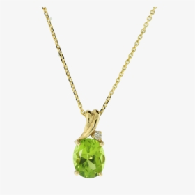 14ky Peridot And Diamond Pendant, On 16in Cable Chain - Lumoava Bella, HD Png Download, Free Download