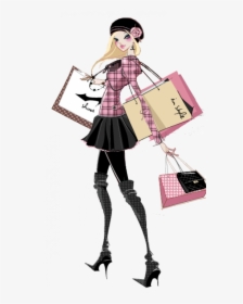 Fashion Shopping Girl Sketch, HD Png Download, Free Download