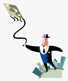 Vector Illustration Of Businessman Flies Financial, HD Png Download, Free Download
