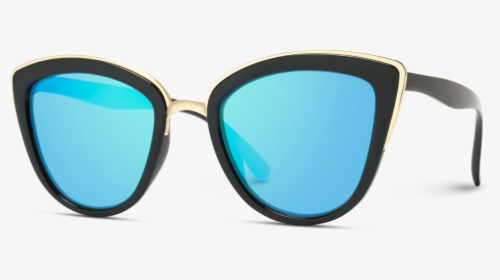 Blue Mirrored Lens Cat Eye Sunglasses, HD Png Download, Free Download