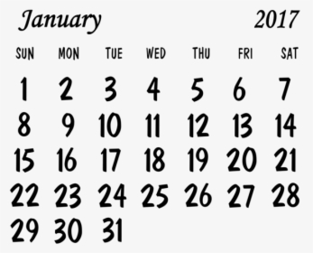 January Calendar Transparent Background, HD Png Download - kindpng