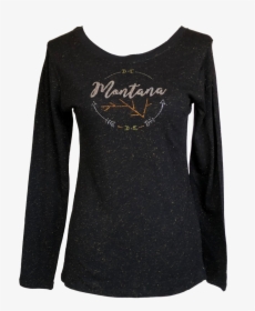 Ladies Black And Gold Sparkle Shirt - Long-sleeved T-shirt, HD Png Download, Free Download