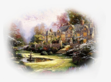 #cottage #house #garden #background #nature #fantasy - Thomas Kinkade Gardens Beyond Spring Gate, HD Png Download, Free Download