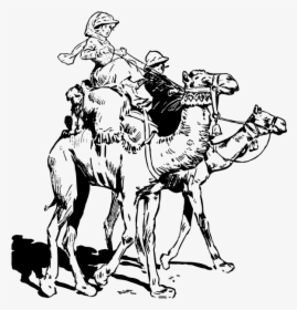 People On Camels - Ride A Camel Clipart Black And White, HD Png Download, Free Download