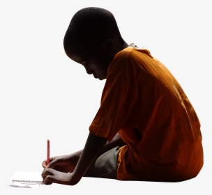 Boy Writing On Notepad - Sitting, HD Png Download, Free Download
