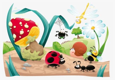 Of Illustration Bee Insect Vector Forest Cartoon Clipart - Insects Mural, HD Png Download, Free Download