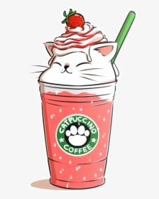 #catpuccino #cute #cat #anime #chibi #kawaii #coffee - Kawaii Cute Drawings Of Starbucks, HD Png Download, Free Download