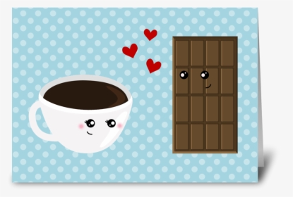 Coffee & Chocolate Love Greeting Card - Cartoon, HD Png Download, Free Download