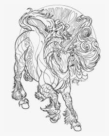 Coloring Pages Of Unicorns Free Realistic Unicorn Download - Realistic Unicorn Coloring Pages, HD Png Download, Free Download