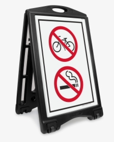 No Bicycle And Smoking Symbol Sidewalk Sign - Please Pull Forward Sign, HD Png Download, Free Download